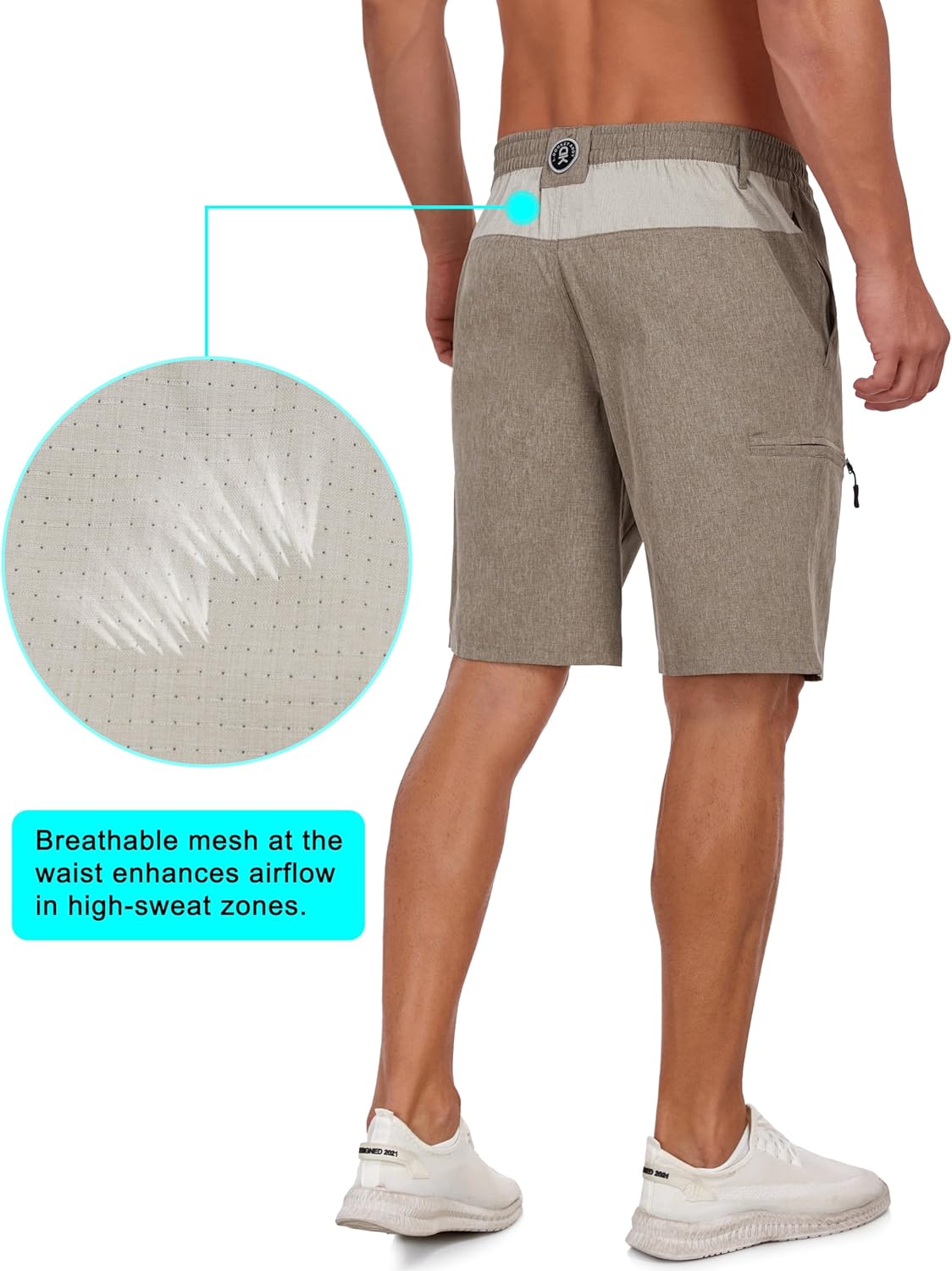 Little Donkey Andy Men's Golf Shorts Quick Dry Lightweight Breathable Casual Short with Elastic Waist 3 Pockets for Hiking - Image 2