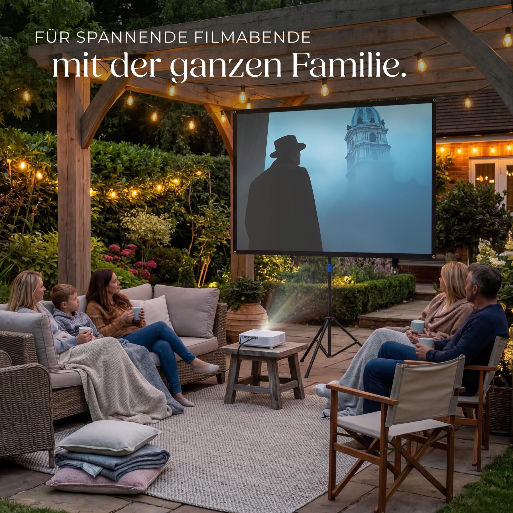 tectake® Beamer-Leinwand 72 Zoll mit Stativ, 160x90cm, Format 16:9, 4K HD, 160° Betrachtungswinkel, Gain Faktor 1.0, Projektionswand, Projektionsleinwand, Heimkino, Leinwand, mit Tragetasche