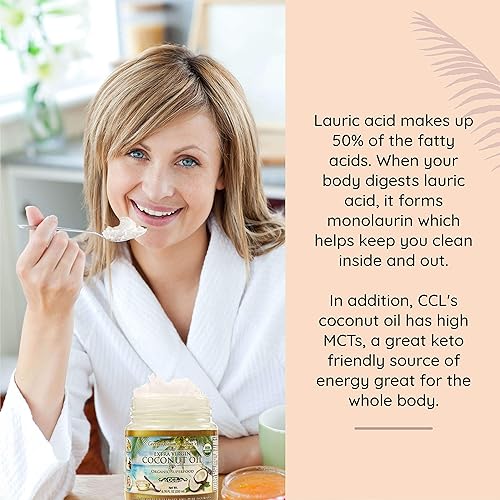 Miniatura 5 de Aceite de coco orgánico sin refinar prensado en frío extra virgen para salud belleza cabello piel cuerpo y para cocinar