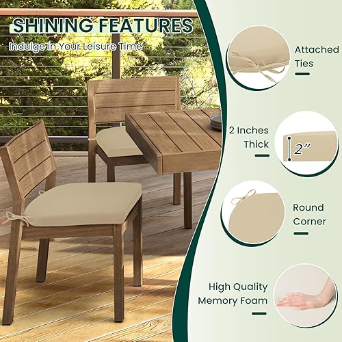 Miniatura 10 de HARBOREST Juego de 4 cojines para sillas de exterior, cojines cuadrados impermeables para muebles de patio - Cojines para muebles de patio con