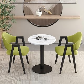 Moderno juego de mesa de comedor de 3 piezas para recepción de oficina, incluye 2 sillas tapizadas de poliuretano, diseño de mesa redonda, perfecto para negociación, reuniones, sala de conferencias