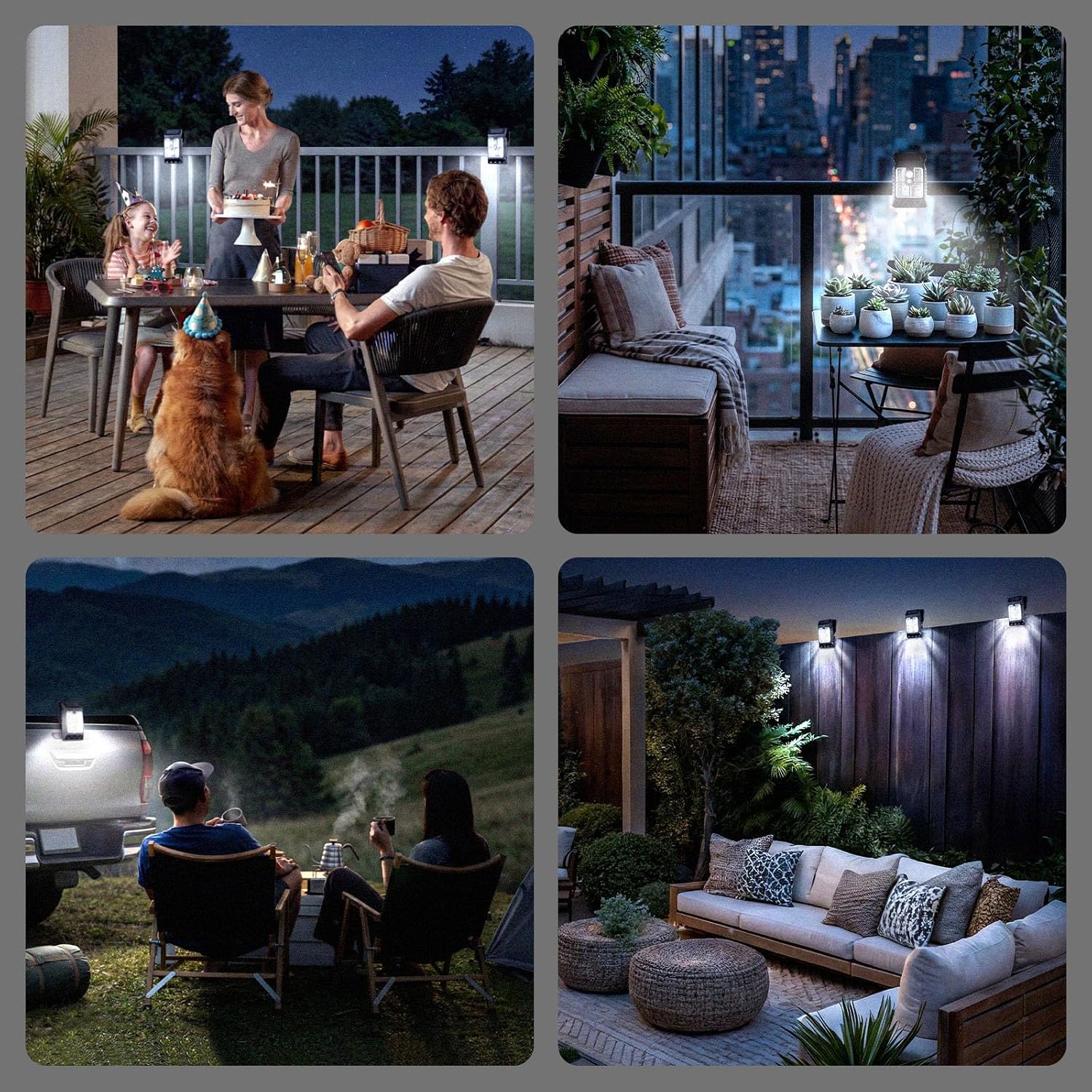 Clip On Solar Lights Outdoor, Motion Sensor Solar Fence Lights with 3 Modes, Wireless Security Lights for Deck, Gutter, Patio, Camping (4 Pack)