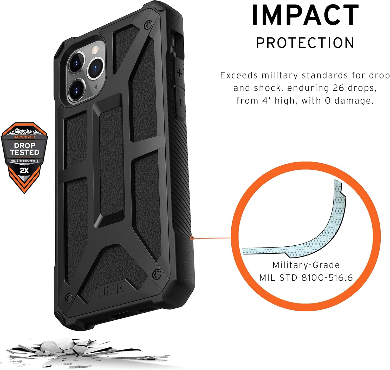 URBAN ARMOR GEAR UAG Designed for iPhone 11 Pro [5.8-inch Screen] Monarch Feather-Light Rugged [Black] Military Drop Tested iPhone Case