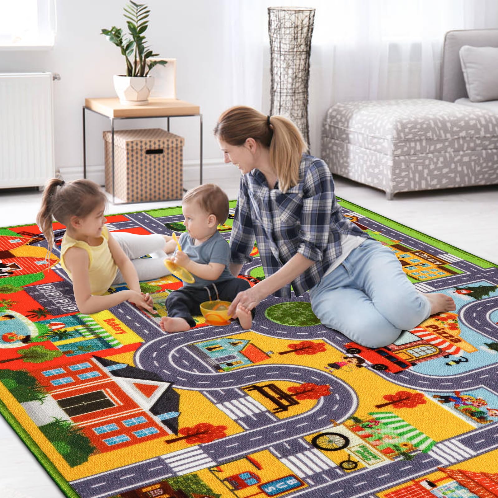 Tapis de jeu pour enfants, tapis de jeu pour voiture, tapis de jeu extra antidérapant, tapis de route de la circulation pour enfants, tapis de voiture éducatif pour salle de jeux, garçons