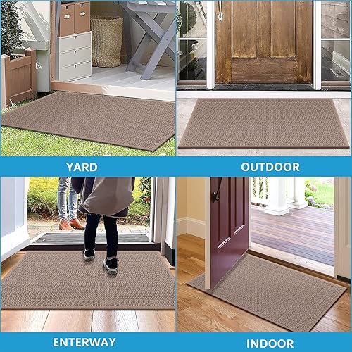 Miniatura 3 de GOYLSER Tapete de bienvenida para puerta de otoño, color marrón claro, tapete de puerta delantera, alfombra grande de microfibra para puerta