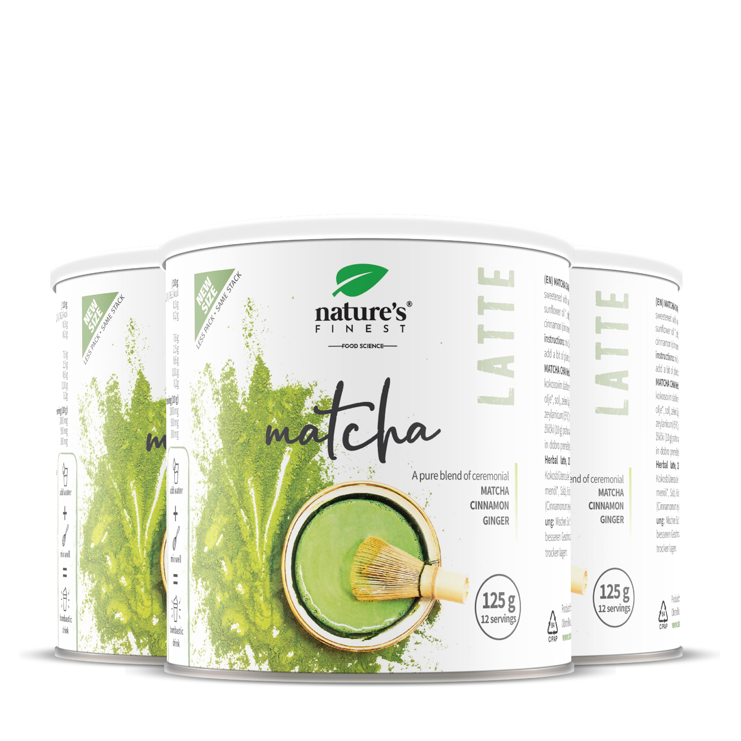 Nature's Finest Matcha Chai Latte - Bevanda in Polvere di Riso con Matcha Biologico 20%, Cannella e Zenzero - con Zucchero di Cocco, Vegan - 375 g