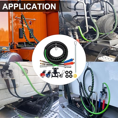 Miniatura 21 de KOOTANS Kit de línea de aire para semirremolque de 15 pies 3 en 1, cable eléctrico ABS de 7 vías y mangueras de freno de aire con manos alegres