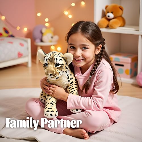 Miniatura 6 de Animal de peluche de guepardo de 19 pulgadas, diseño de leopardo realista, guepardo, guepardo, peluche, lindo jaguar, peluche de cumpleaños para