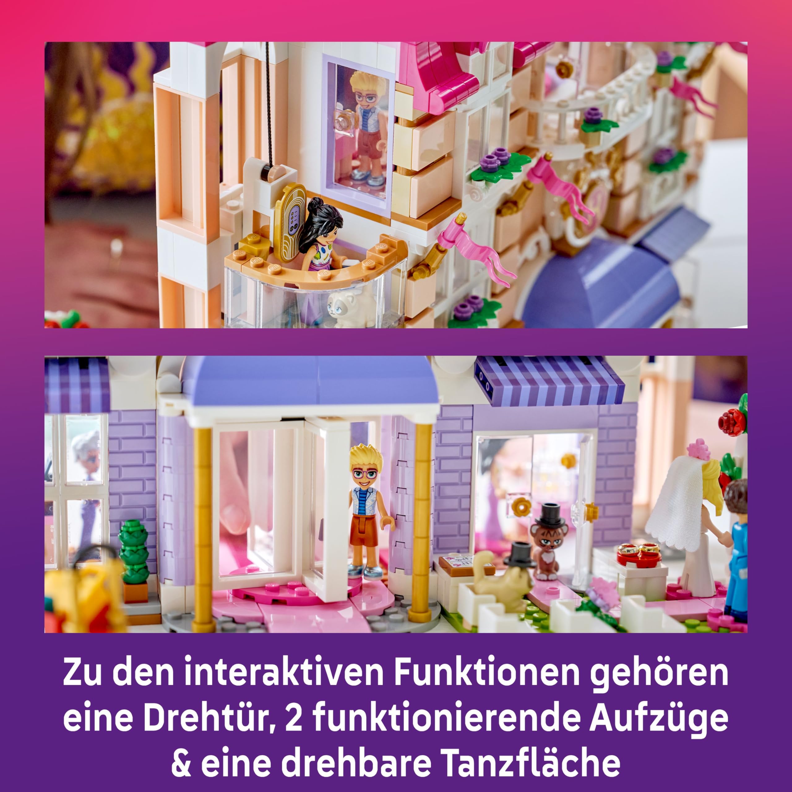 LEGO Friends Das Grandhotel von Heartlake City - Miniatur Modell mit 6 Minifiguren, 2 Tierfiguren & Zubehör - Kinderzimmer Deko - Geschenkidee für Mädchen ab 9 Jahren - 42704