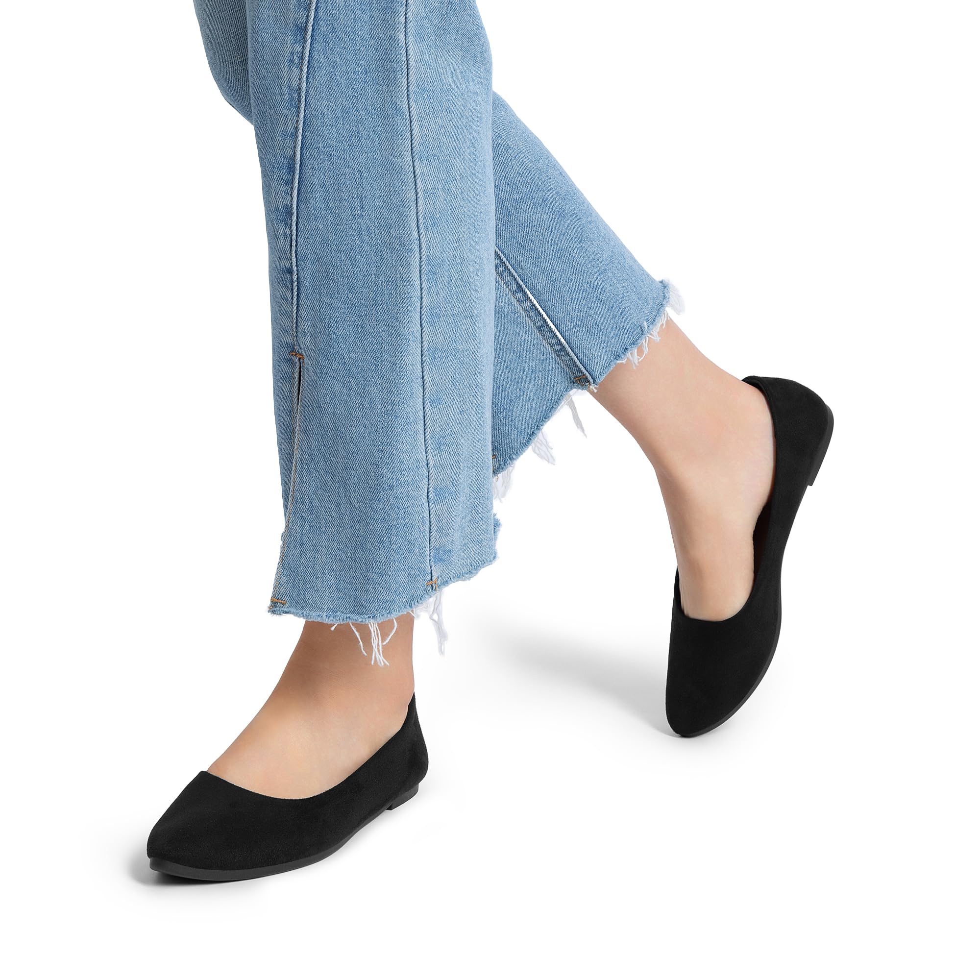 DREAM PAIRS Ballerines Femme Confortables à Bout Pointu en Suédine, Chaussures Plates à Enfiler pour Travail, Bureau ou Sorties