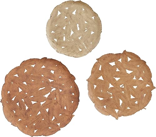 Madison Park Rossi - Decoración de pared de metal con plumas, discos redondos de hierro pintados metálicos, pequeños, medianos y grandes, platos