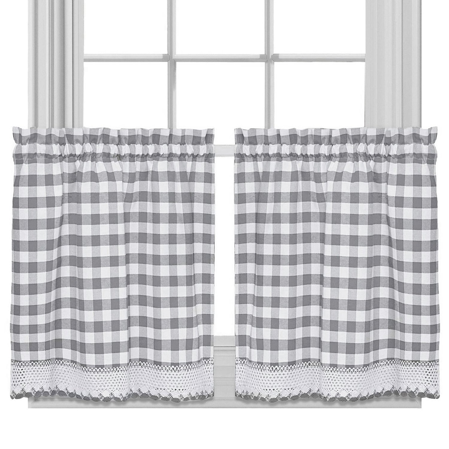 Sweet Home Collection Kitchen Window Curtain Treatment Panel, 24", Gray