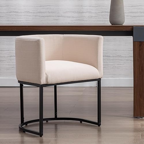 Miniatura 58 de Juego de 4 sillas de comedor de terciopelo modernas con brazos de barril y estructura de metal cromado, sillas tapizadas de cocina de 47 cm de