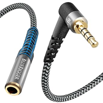 BlueRigger 3.5mm 90 Degree - 6FT Headphone Extension Cable Male to Female, L-Shaped Right Angle Jack, Auxiliary Stereo Audio Cable Aux Cord for Headphones, Car Stereo, Speaker, Phone, Laptop