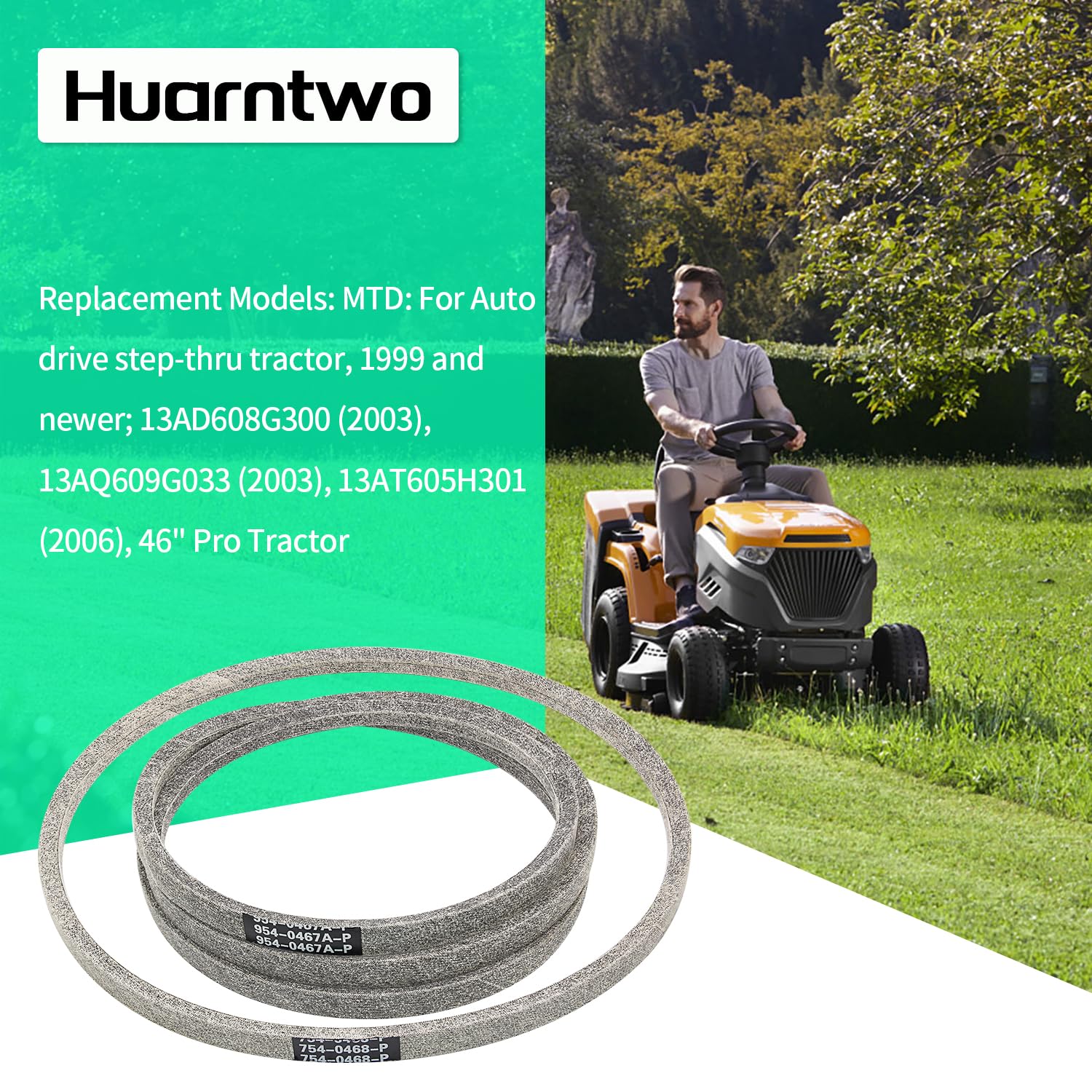 754-0467+754-0468 - Correa de transmisión para cortacésped/cable de Kevlar (5/8 x 91 pulgadas/5/8 pulgadas x 41) para MTD/Cub Cadet/Toro LX500 LX420 LX425