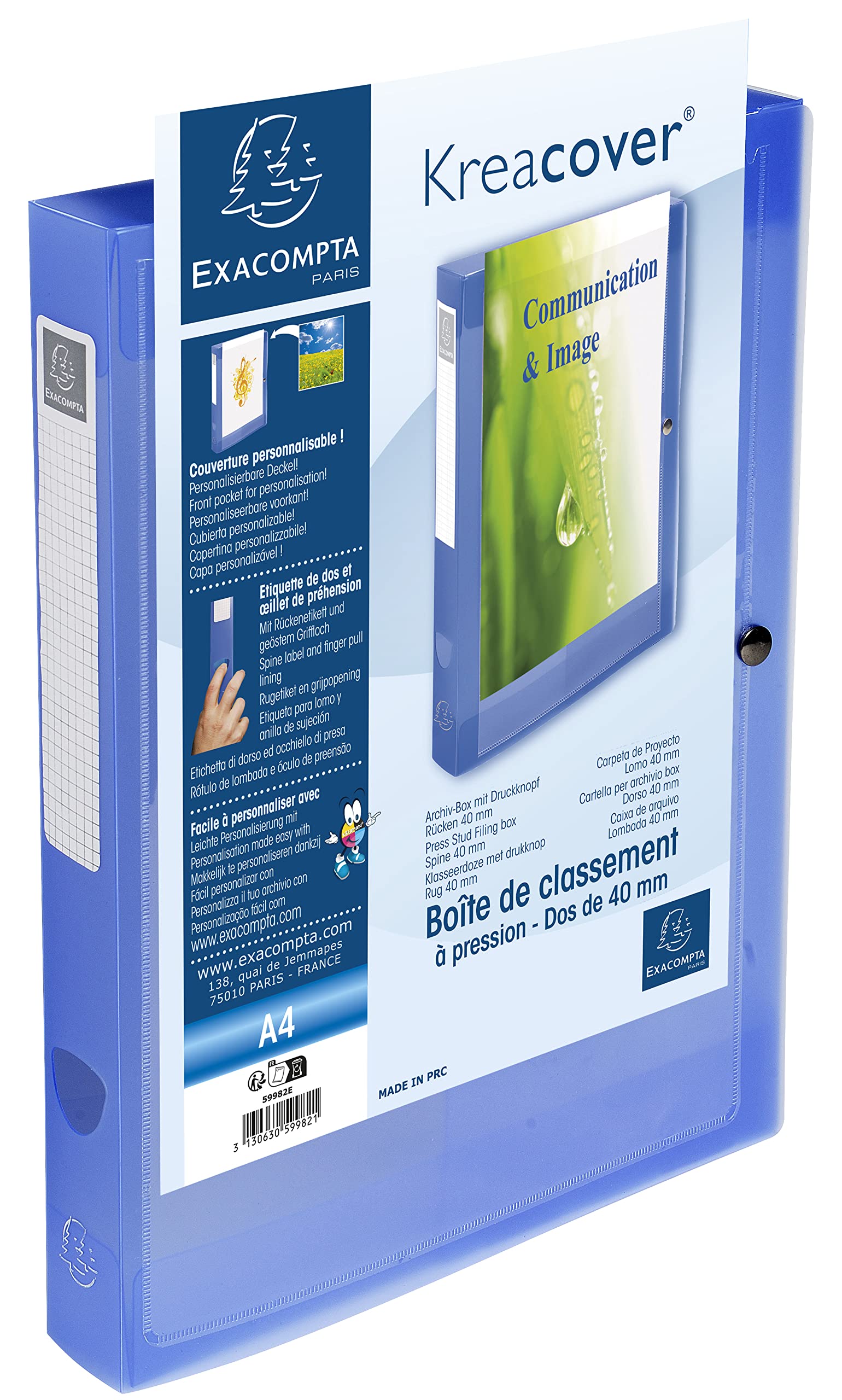 Boite de classement a pression dos 40mm polypropylene chromaline 7/10e krea cover