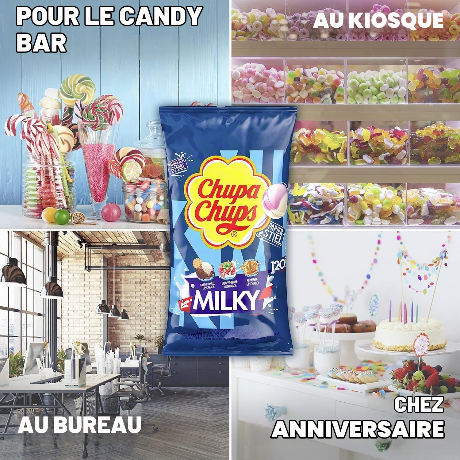 Chupa Chups Milky Lollipops with 120 Lollipops in 3 Creamy