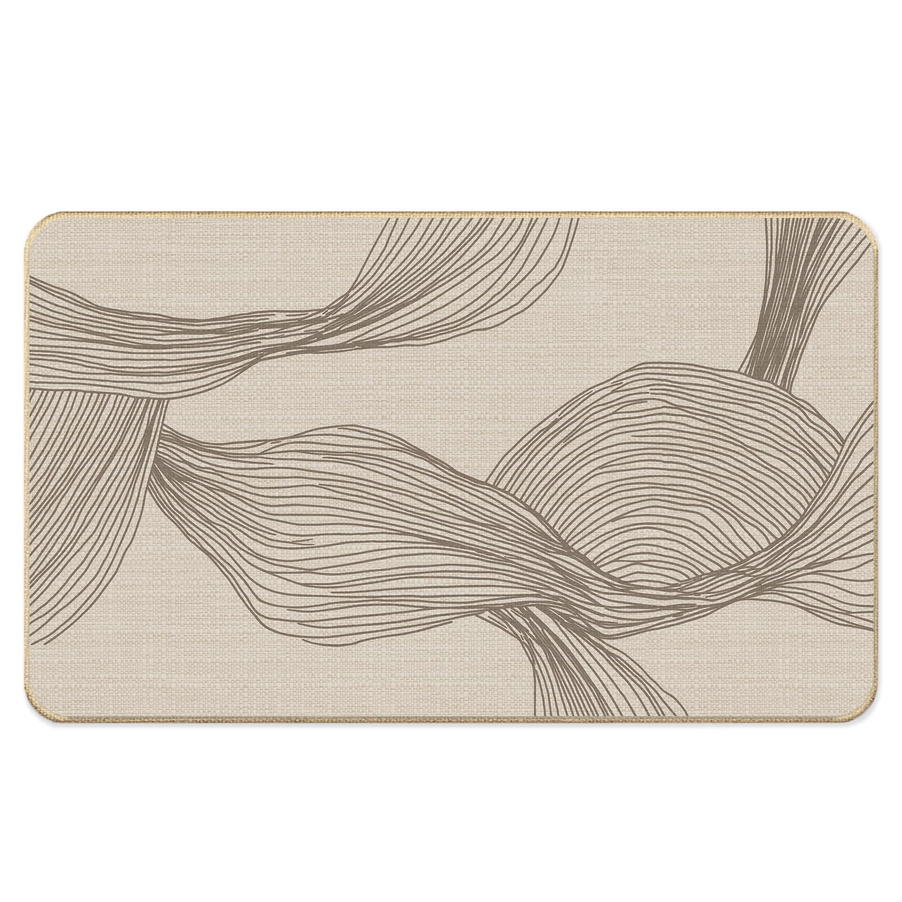 Koesus Modern Abstract Door Mat, Abstract Neutral Minimalist Line Door Mat Indoor Outdoor Entrance Porch, Beige Bath Mats, Modern Welcome Mats, 17x30