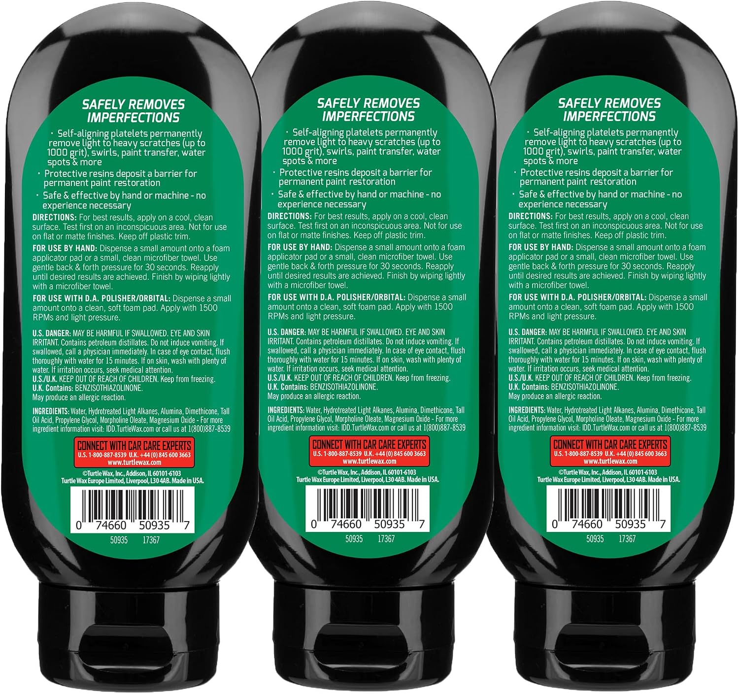 Turtle Wax Scratch Repair and Renew, Car Scratch Remover, Tackles Swirl Marks, Paint Transfer, Headlight Oxidation, Water Spot Remover for Cars, Safe for All Paint Colors, 7oz (Pack of 3)
