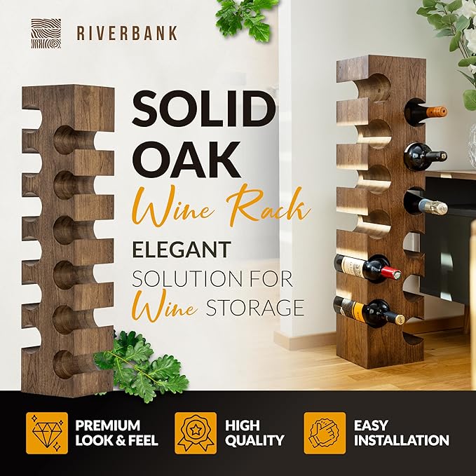 Soporte para Vinos Riverbank Roble Oscuro, 12 Botellas, de Pie miniatura 5