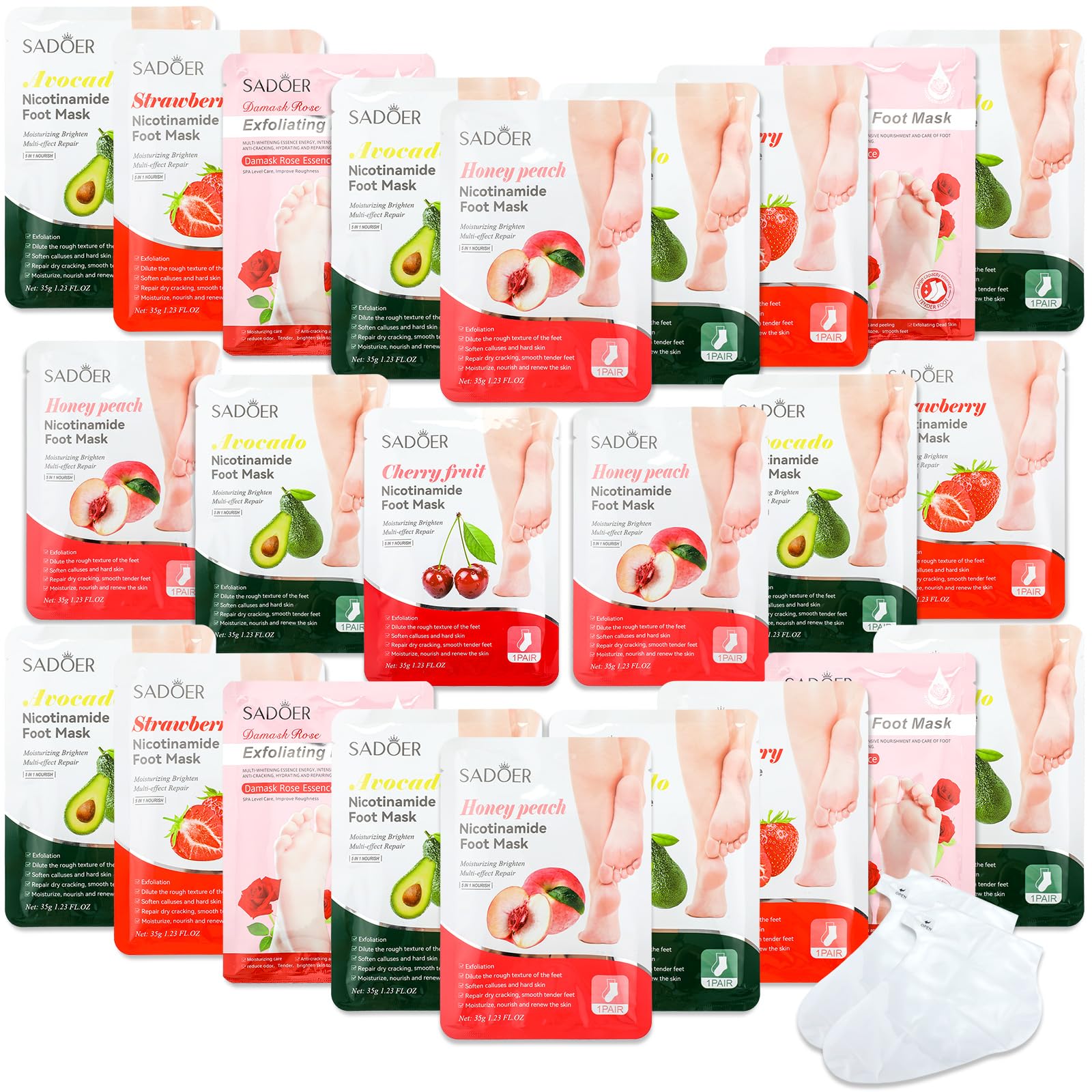 48 Pcs Fruits Beauty Foot Mask Bulk for Women Girl Sister