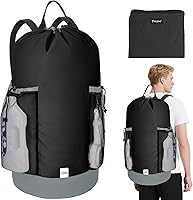 BALEINE 120L Laundry Bag Backpack - Durable 900D Oxford, Waterproof, Adjustable Straps, Mesh Pockets for Dorm, Travel, Apartment (Black)