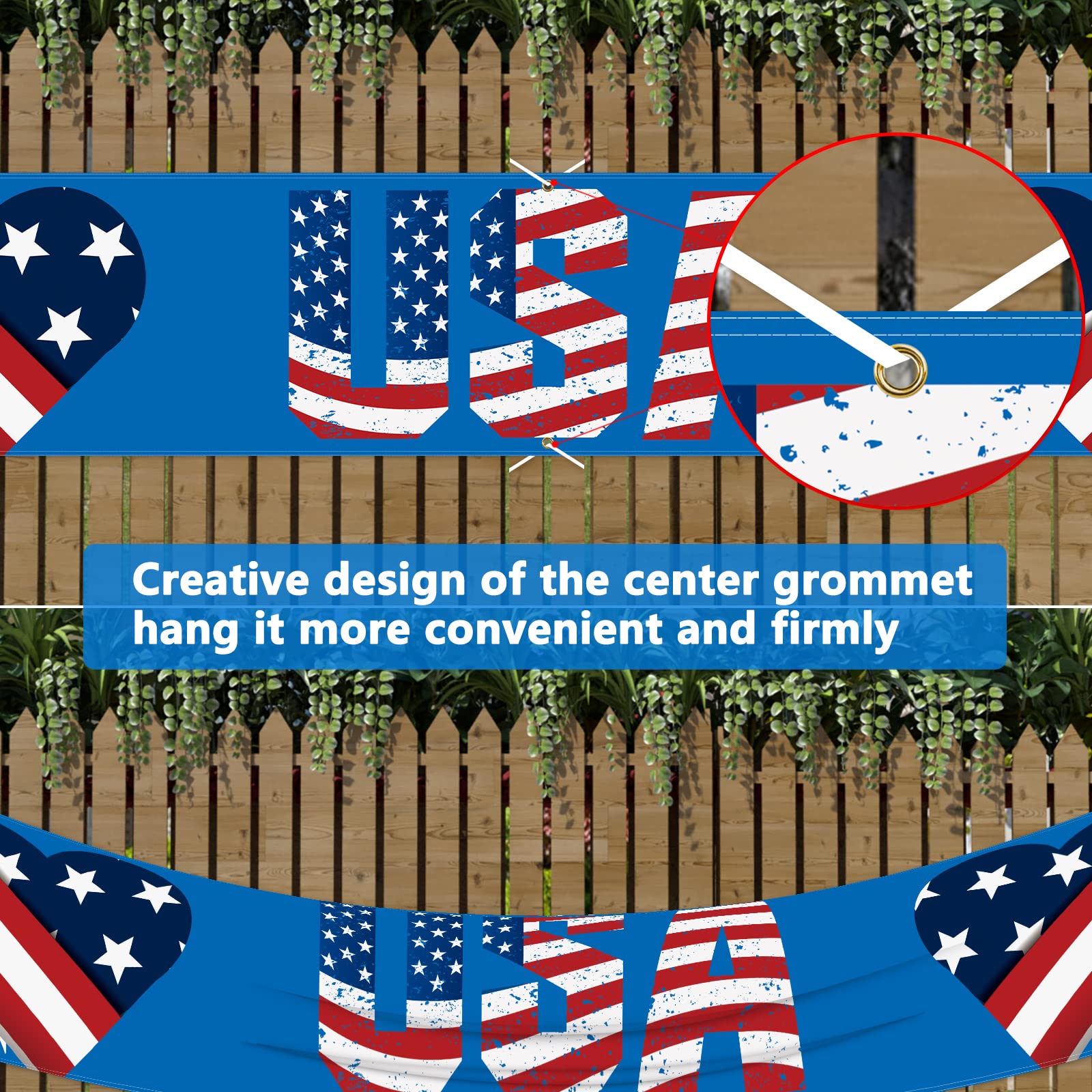 Großes 4th Of July Banner – 304,8x50,8 Cm, Doppelseitig, Mit Aufhängeseil
