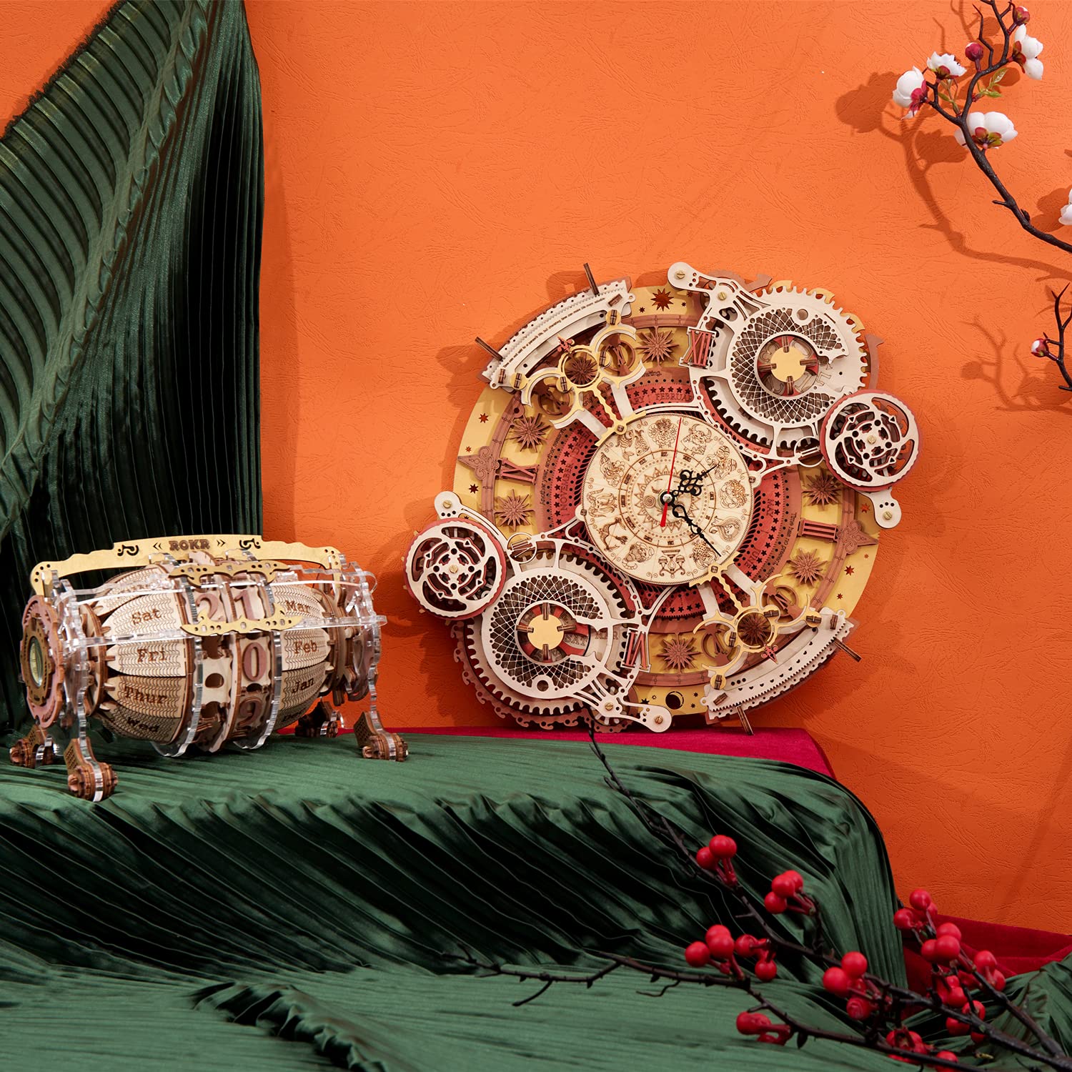 ROKR Horloge Puzzle 3D en Bois Horloge Murale Zodiaque,Maquettes et Modélisme Adulte,Décoration de la Maison Cadeau Homme Femmes(LC601)