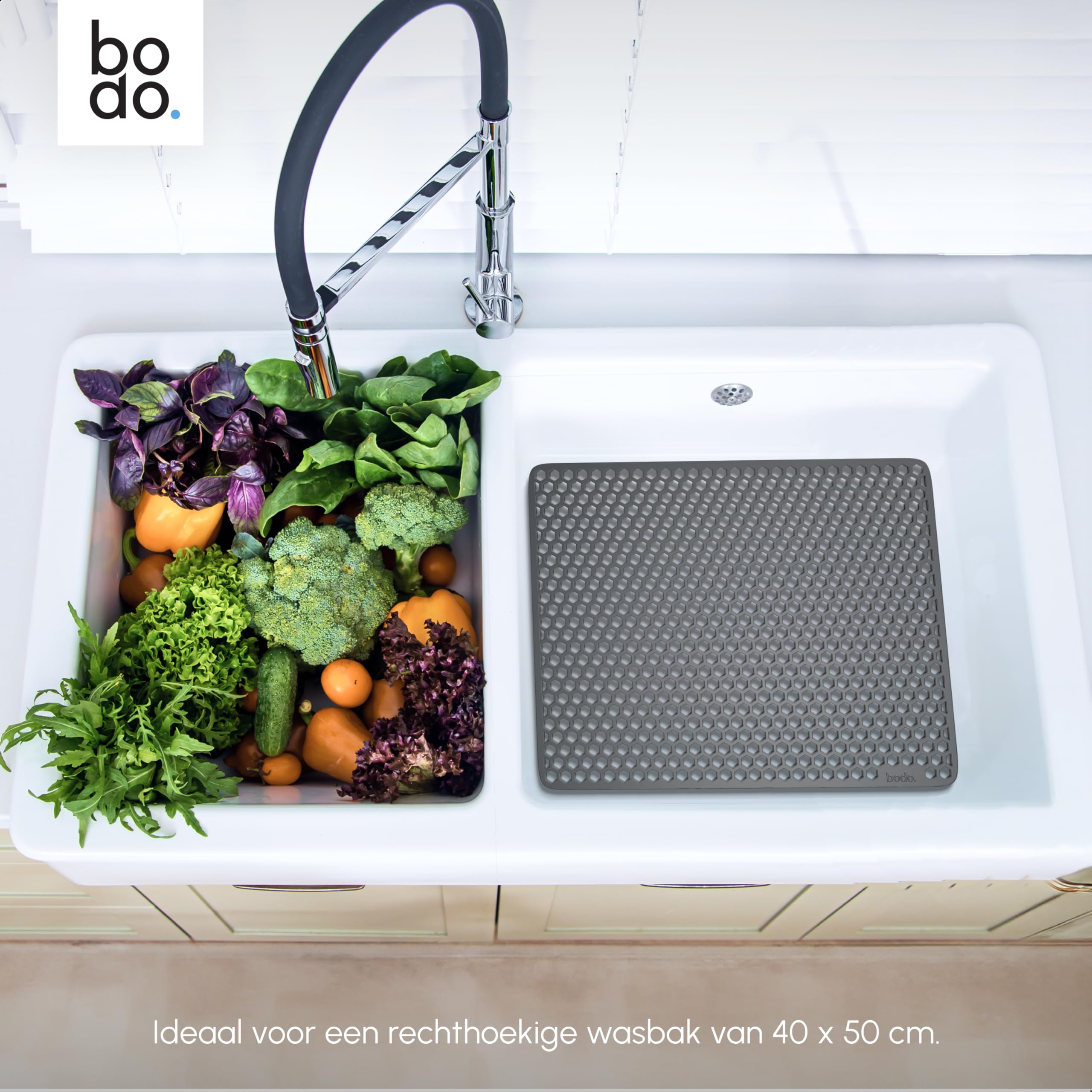 Bodo® Waschbeckenmatte - Rechteckig - Grau - 36 x 46 cm - Für 40 x 50 cm Waschbecken (Grau, 36x46cm)