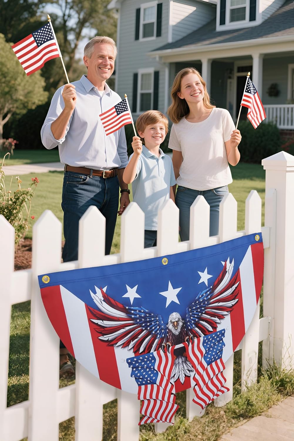 JEGERMIG 4x6 FT Patriotic Eagle American Flag Banner Indoor Outdoor Bunting Decoration Red White Blue