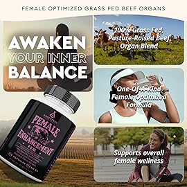 Beef Organ Supplement for Women - Supports Hormone Balance, Energy & Wellness - Grass Fed, Pasture Raised Superfood - Liver, Heart, Kidney, Bone Marrow - Collagen, CoQ10, B12 - Female Support Blend