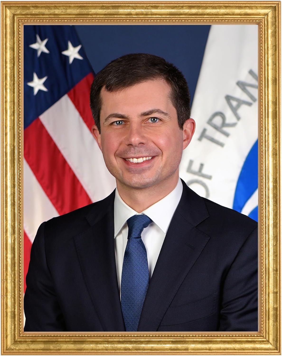 Pete Buttigieg Photograph in a Aged Gold Frame - Historical Artwork from 2021 - (8" x 10") - Gloss
