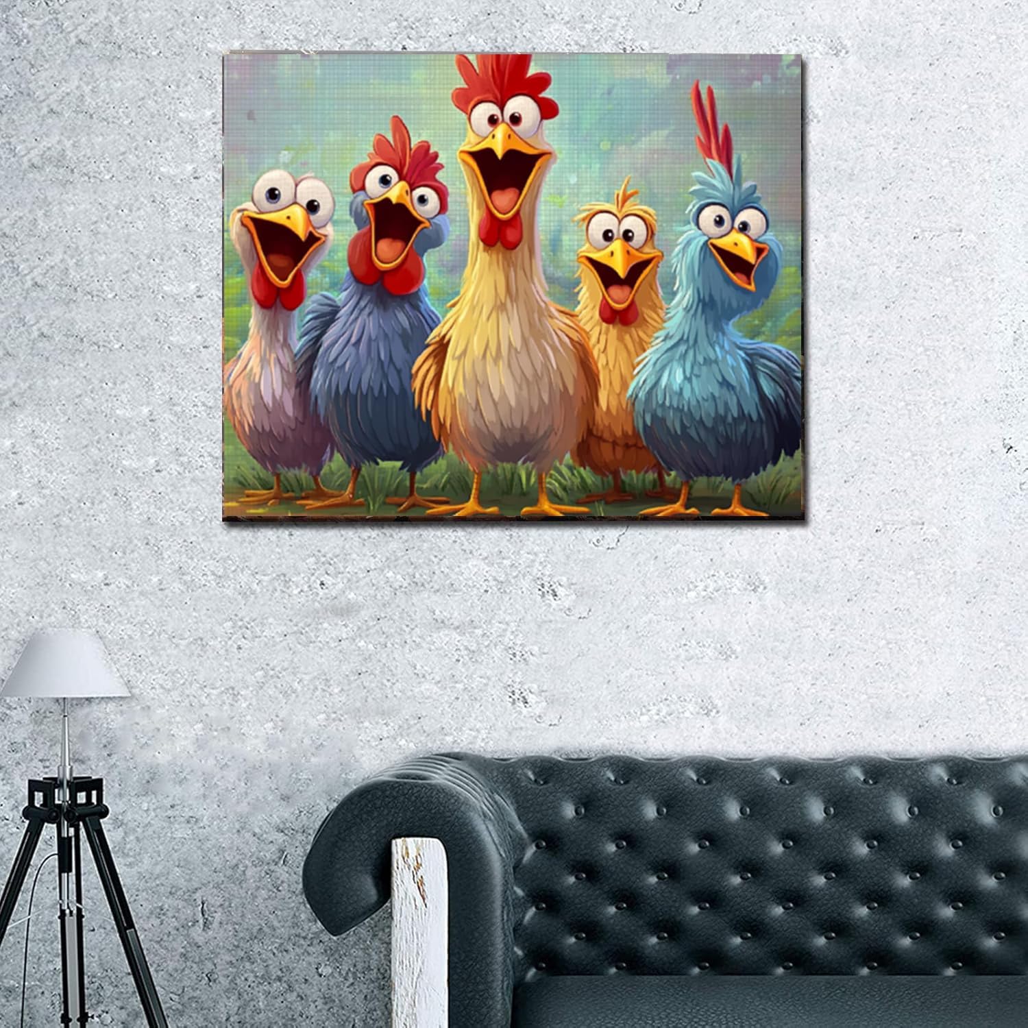 MSTINGSHUN Cute Colorful Chickens Paint by Numbers for Adults and Beginner Graffiti Chickens DIY Painting by Number on Canvas Colorful Painting with Brushes Acrylic Paints 16x20 Inch（Without Frame）