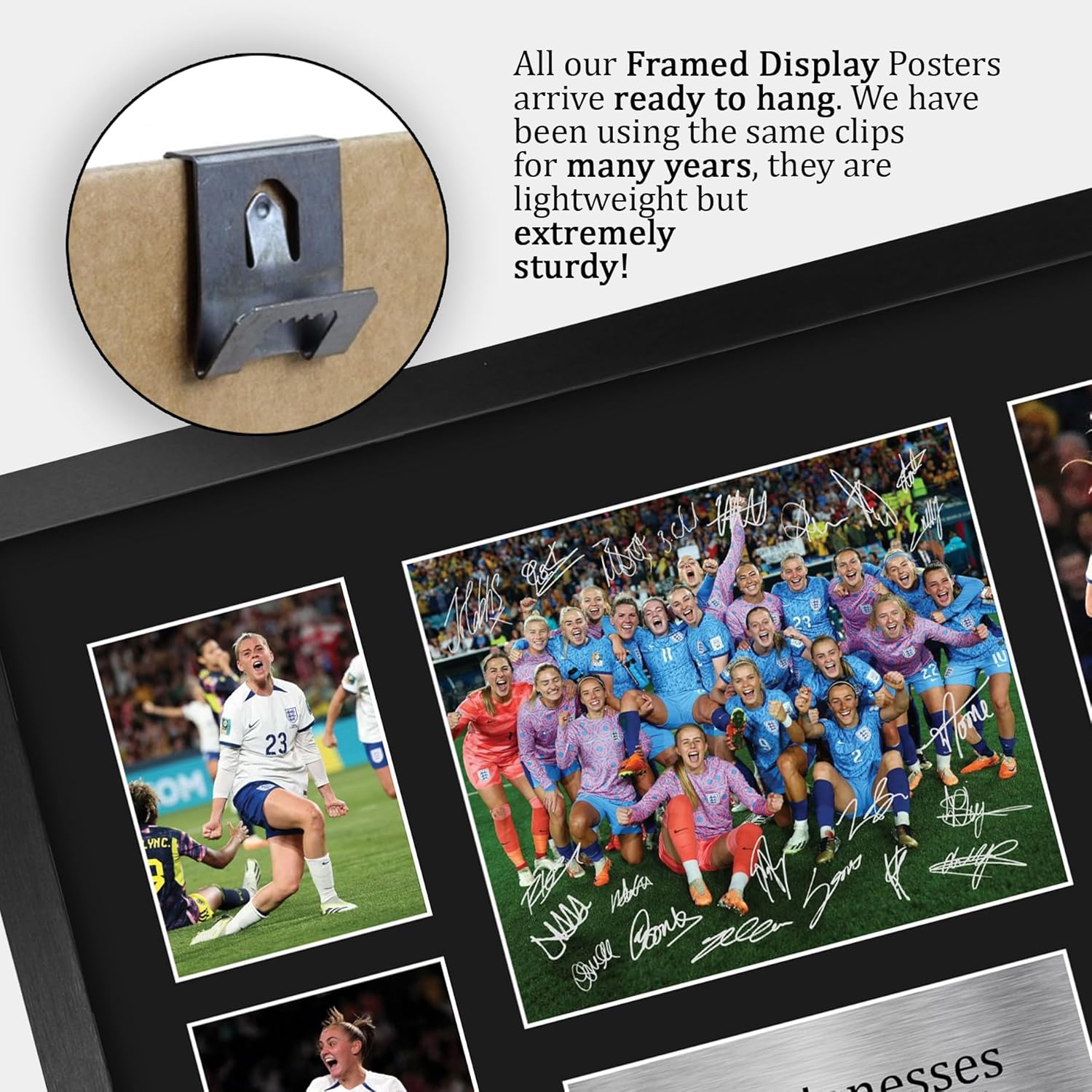 HWC Trading England Lionesses Womens World Cup 2023 Printed Memorabilia Signed Autograph Photograph Display for Womens Soccer Fans and Supporters - 16" x 12" Framed