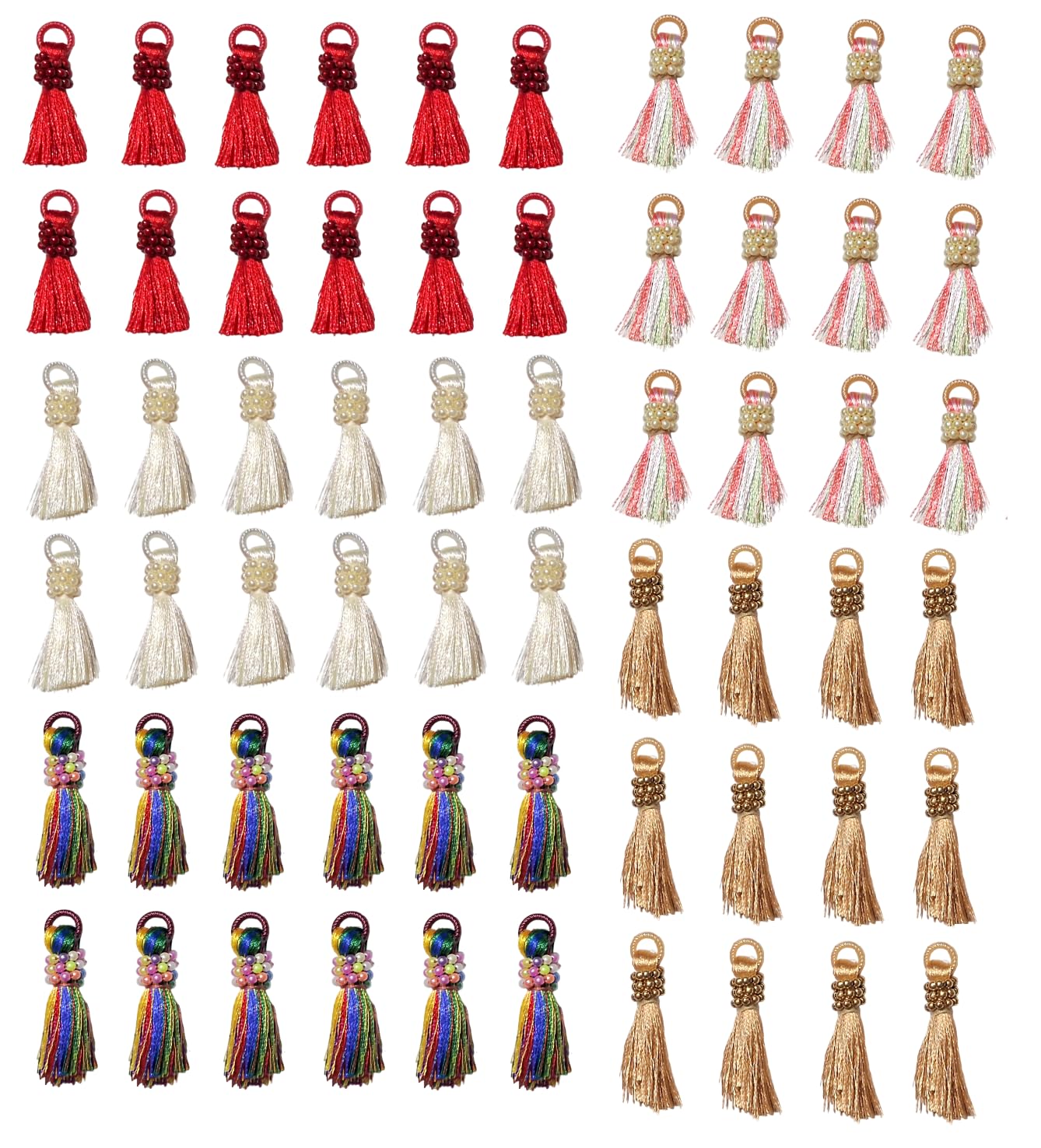 Kwizy Tassel Latkan for Bridal Saree Duppata Blouse Pallu Suits Lehenga Decor DIY Art & Crafts |Red|White|Multi|Golden|WhitePink| Pack of 60 Tassels Set-picture-15