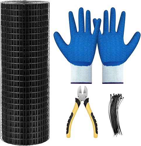 Paño negro de hardware de 1 pulgada, 2 x 50 pies, calibre 16, malla de alambre de pollo soldado con inmersión en caliente, alambre de pollo