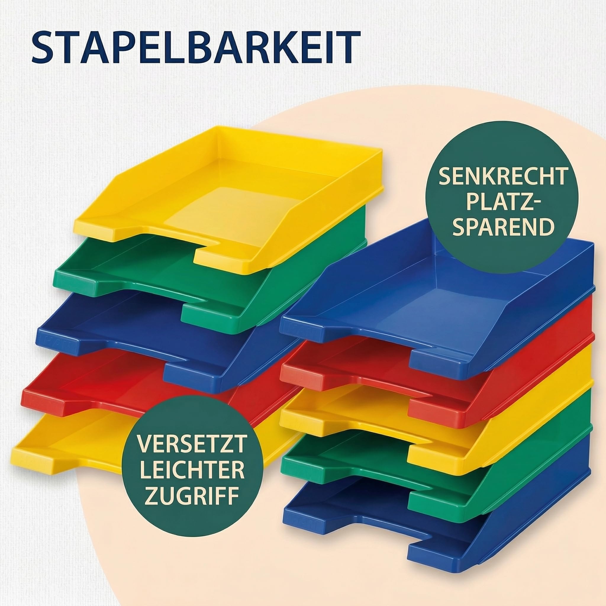 Conipa® - 10 Stück Briefablage DIN A4 Schwarz (stapelbar) - Ablagefächer & Dokumentenablage für Schreibtisch - Ablageboxen & Bürobedarf für Briefe & Dokumente - Papier-Ablage Organizer (Büro-Artikel)