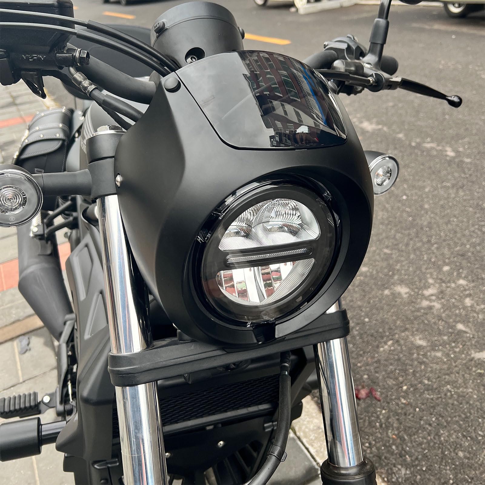 Parabrezza Per Honda Rebel CMX 500/300 2020-2024 - Maschera Faro In ABS Nero, Facile Installazione