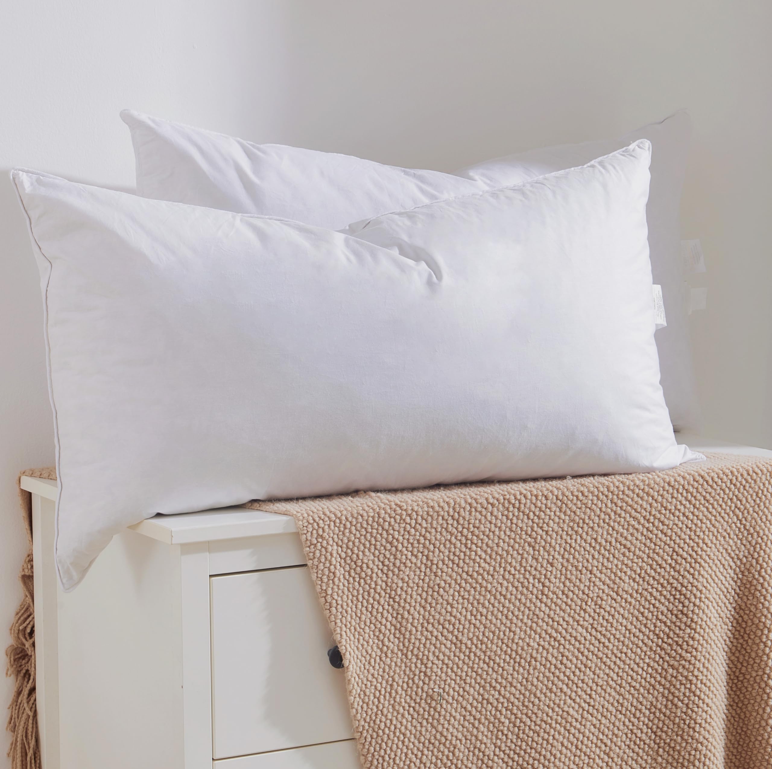 Amazon｜グースダウンフェザー枕、ソフトベッドピローキングサイズ2個