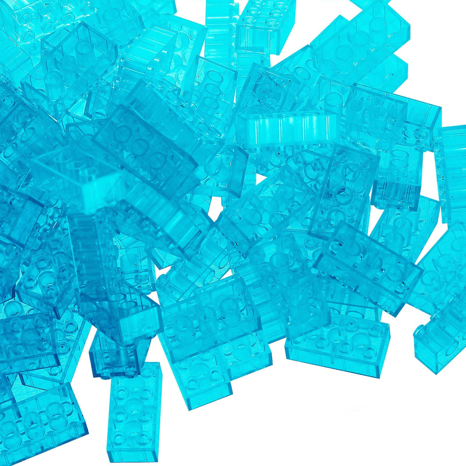 Etarnfly Bausteine 100 Teile 2x4, Kompatibel mit Allen Großen Marken, Kreativ Lernspielzeug Basic Bausteine, Geschenk für Kinder, Transparent Blau Steine