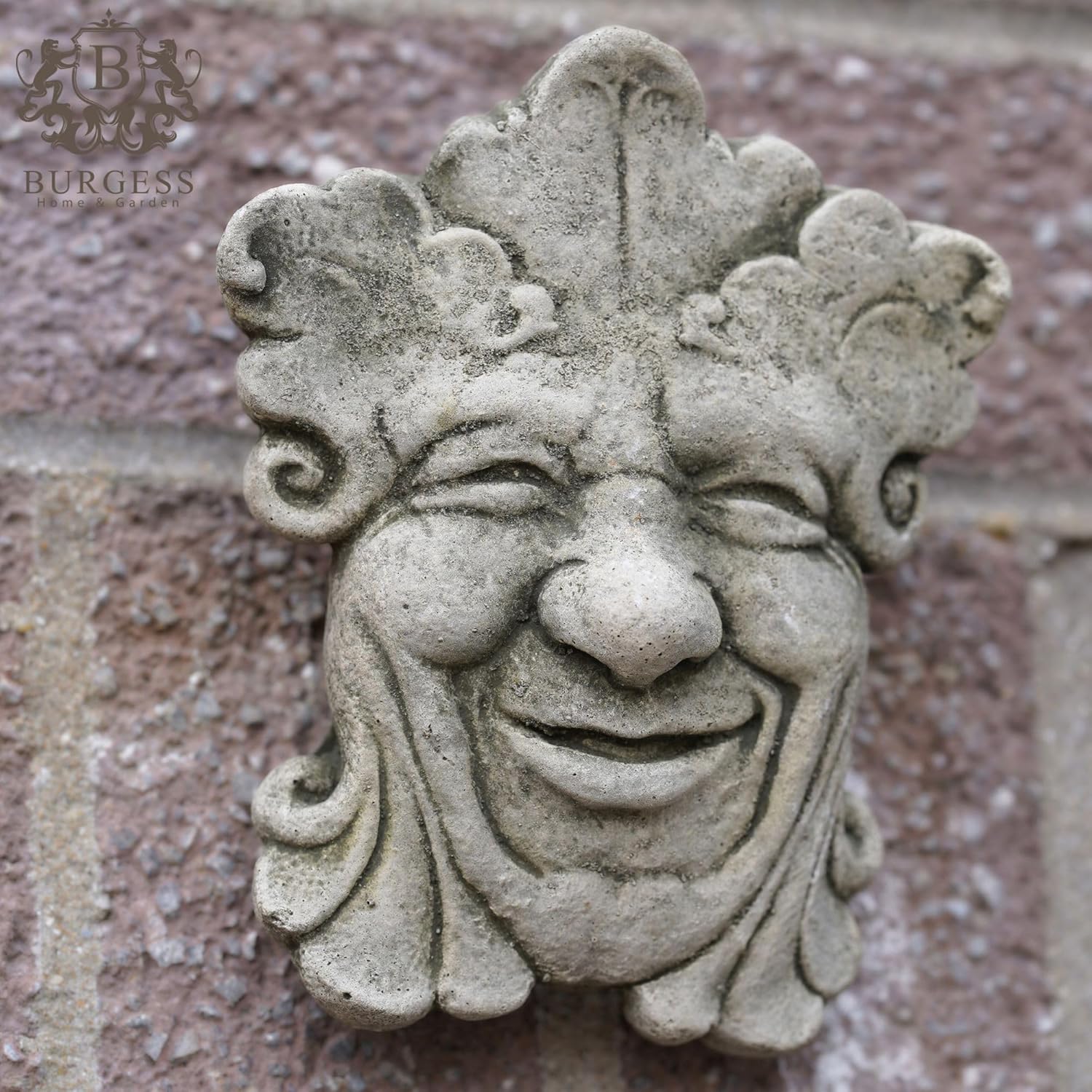 Petite Green Man Stone Hanging Plaque | Ivy Outdoor Statue Decor Garden Ornament