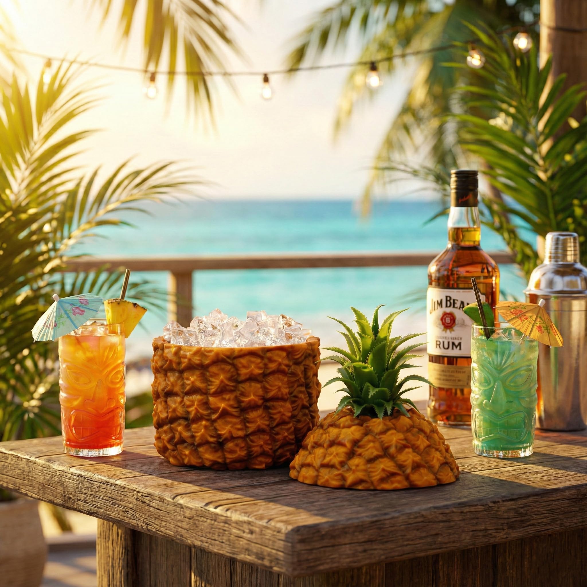 Ckb Ltd® retro ananas secchiello per il ghiaccio isolato 1500 ml vintage Hawaiian frutta centrotavola a tema - used to chill bottiglie può essere utilizzato anche per polpa di frutta dolci e più