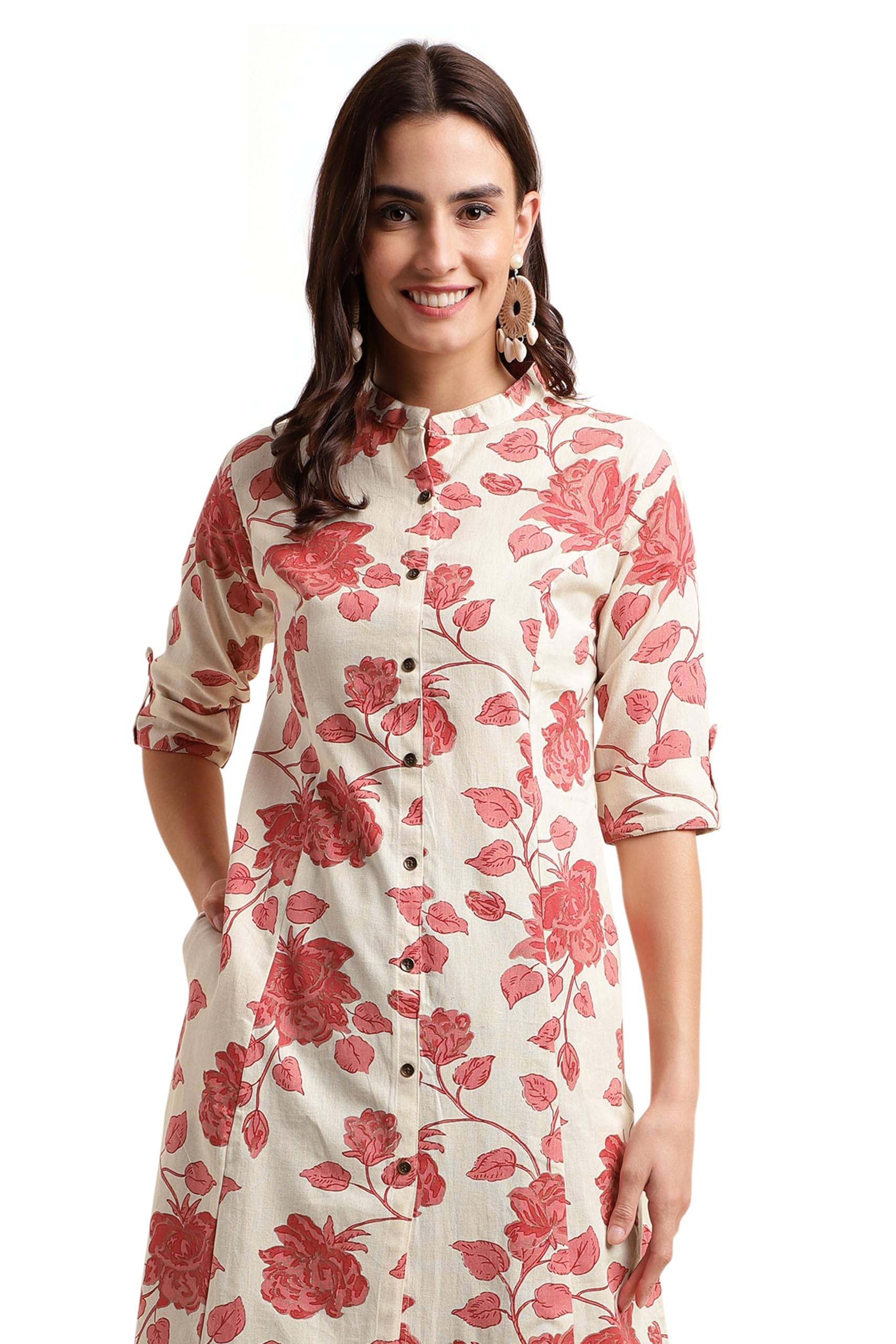 DressBerry Women Rayon Sequin Embroidery and Polka Dots Print Straight Kurta in neutral