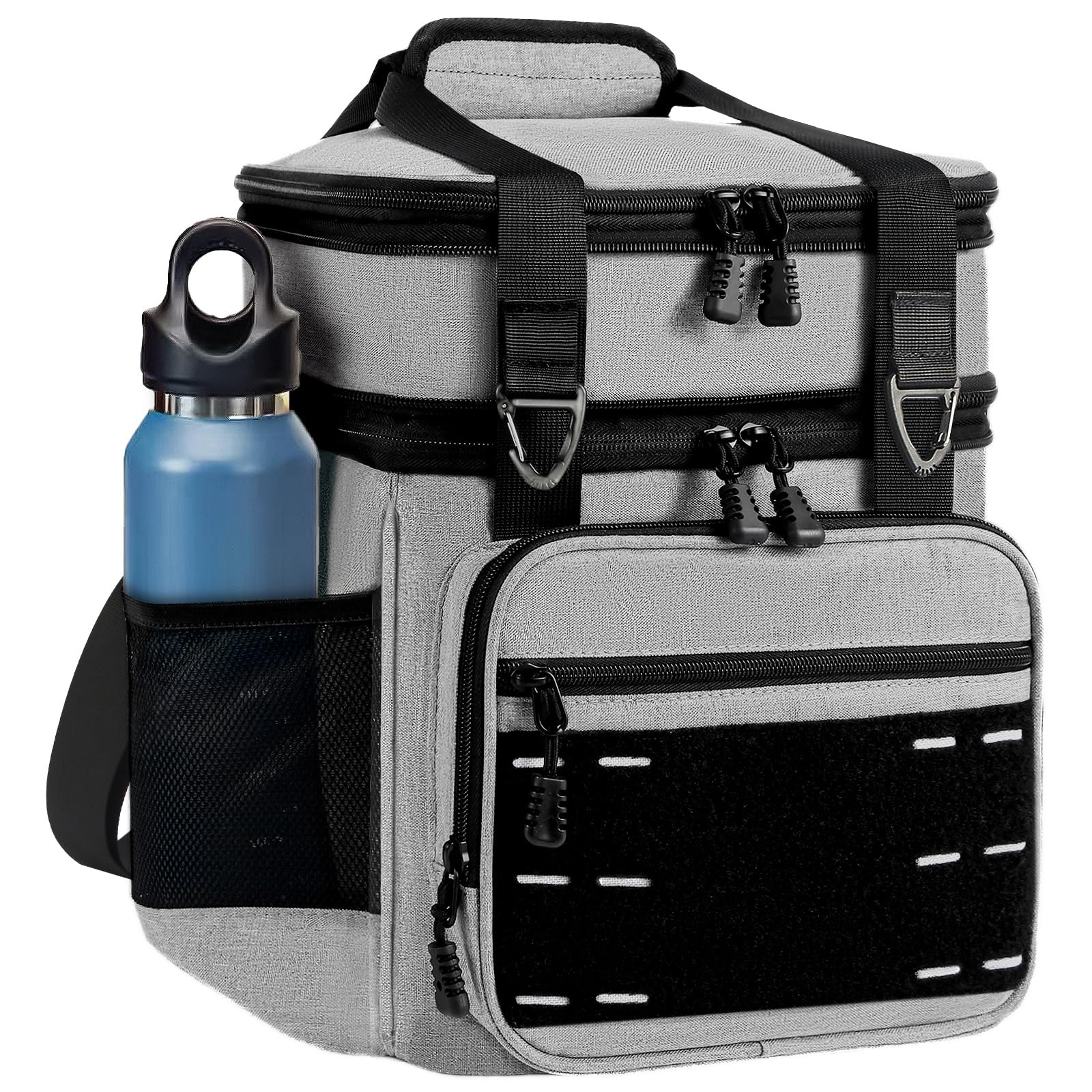 Borsa termica per il pranzo, borsa termica tattica per uomo, grande secchiello per il pranzo per adulti, lavoro all'aperto, turni viaggi, grigio, 16 l
