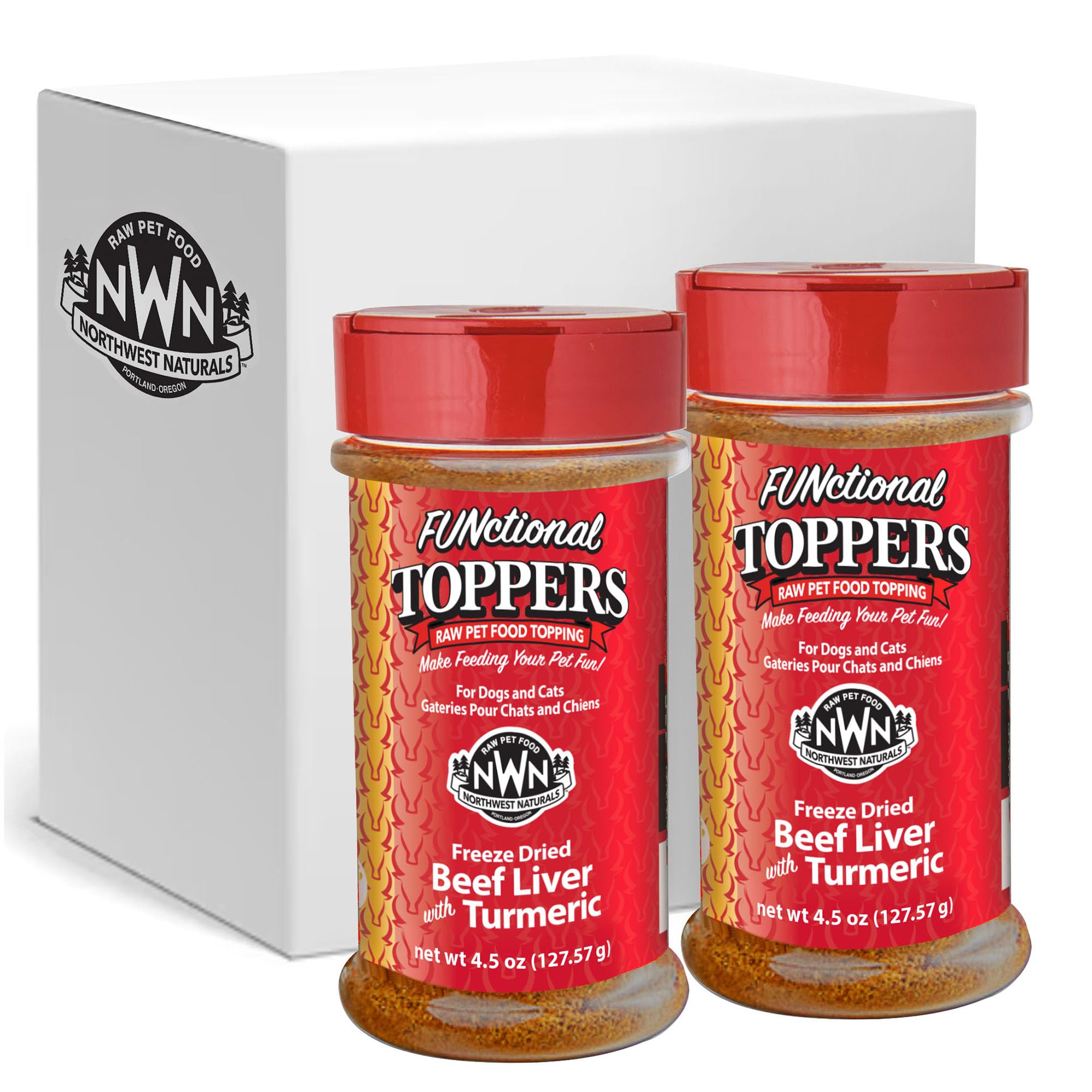 Northwest Naturals Freeze-Dried Beef Liver with Turmeric - Functional Topper for Dogs and Cats- Healthy, Limited Ingredients, Human Grade Pet Food, All Natural, Proudly Made in USA, 4.5 Oz (Pack of 2)