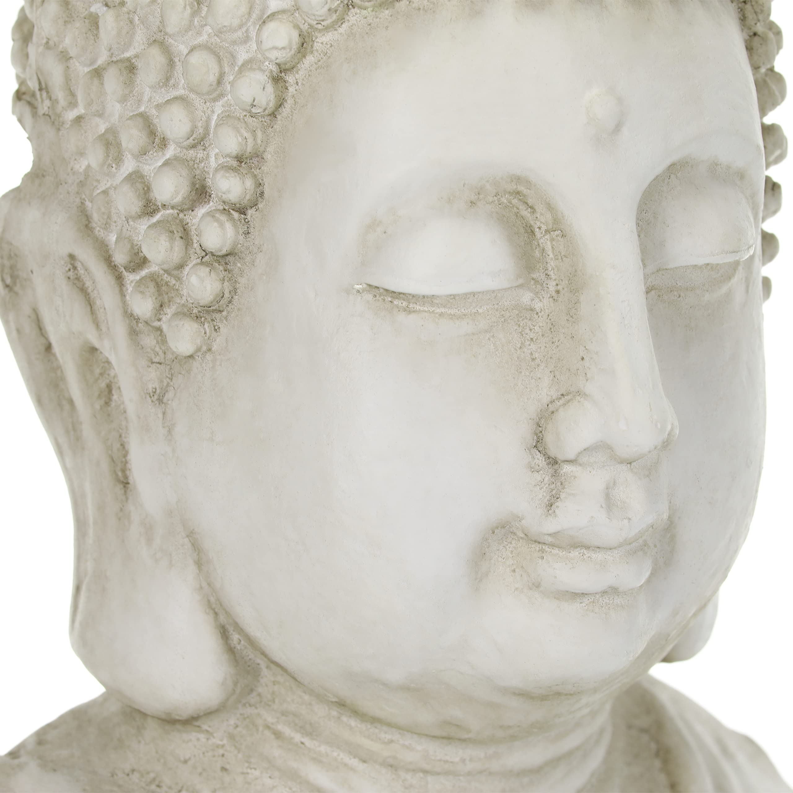 Relaxdays Estatua Buda XXL, Buda Grande Jardín, 70 cm Alto, Resistente a Intemperie y Heladas, Figura Decorativa, Crema