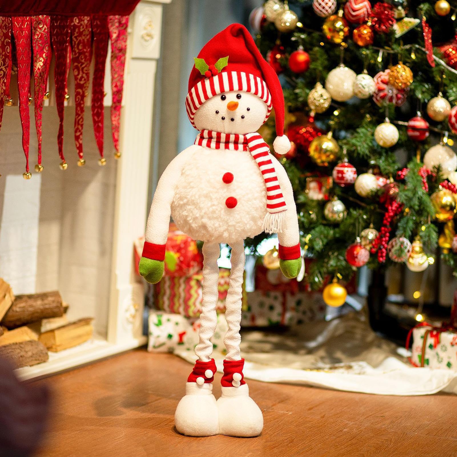 Pupazzo Di Neve In Peluche In Piedi Decorazioni per Centrotavola Natalizio