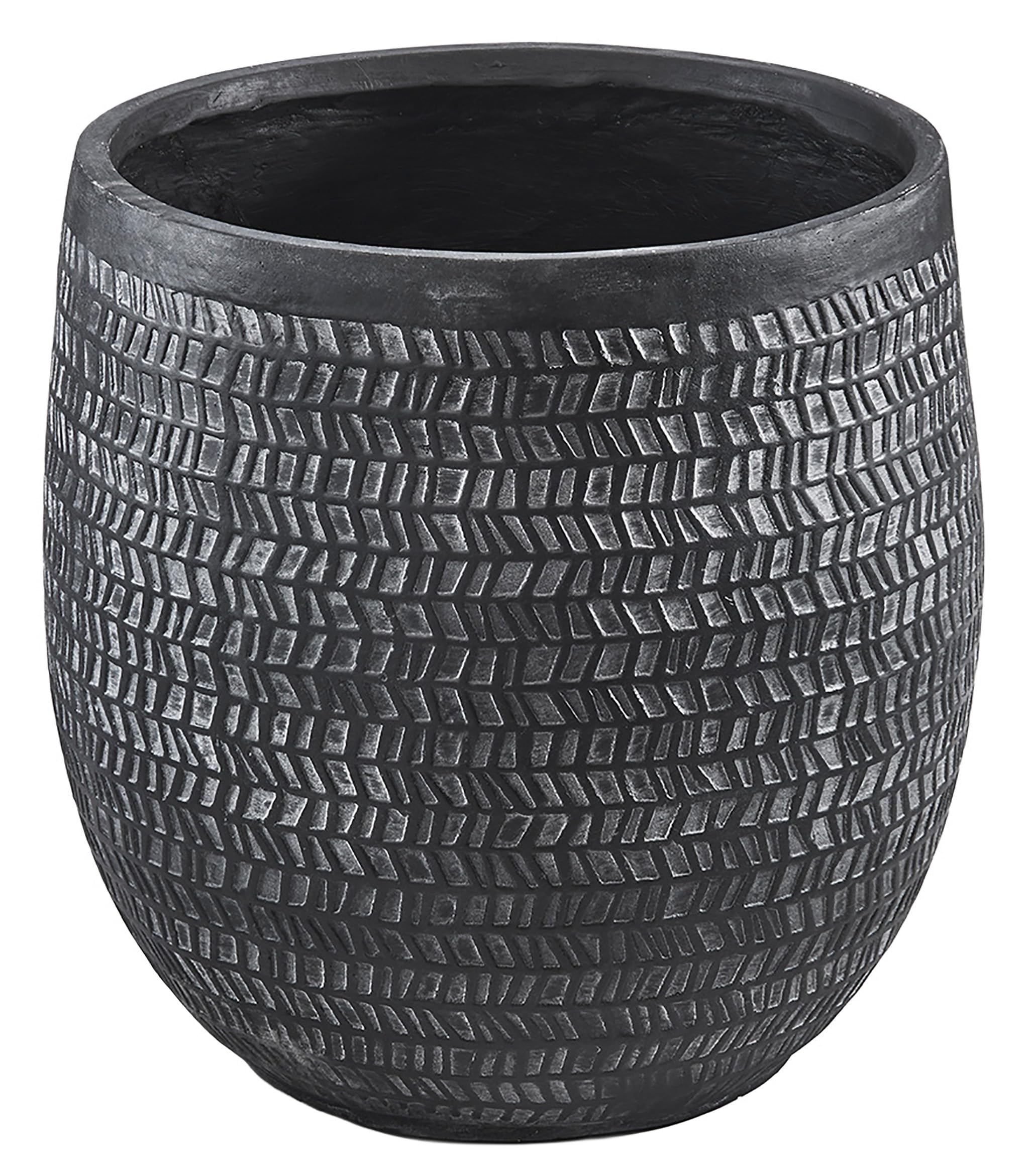 Kobolo Pflanztopf Lava Gr. L Ø 45cm rund, schwarzer moderner Blumentopf, aus Kunststoff, robuster Übertopf für Zimmerpflanzen, Balkon & Terrasse, Pflanzkübel für Innen- & Außenbereich