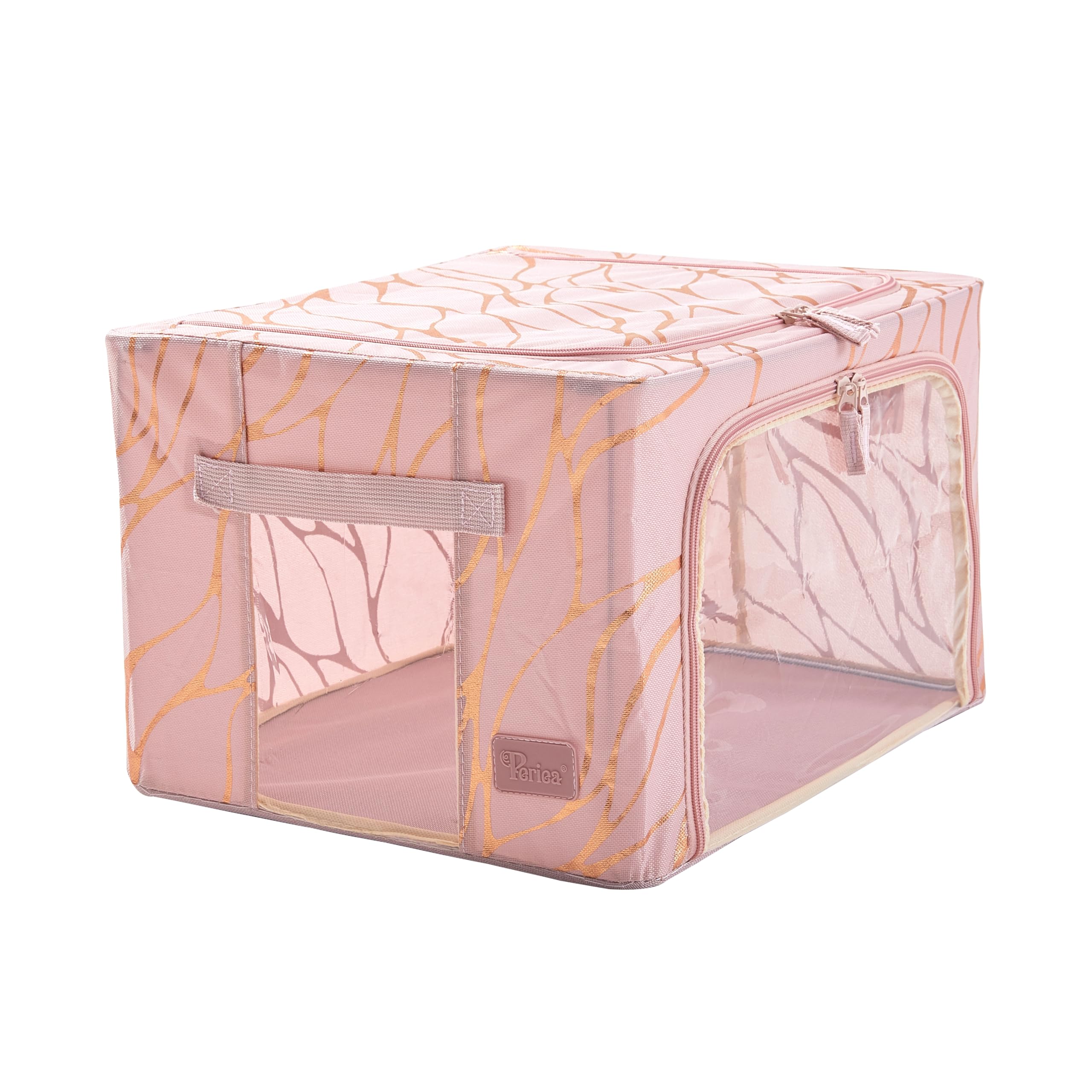 Periea ‘Beau’ Folding Collapsible Stackable Fabric Home Storage Boxes with Steel Frames (Black Grey Floral, Large) — view 83