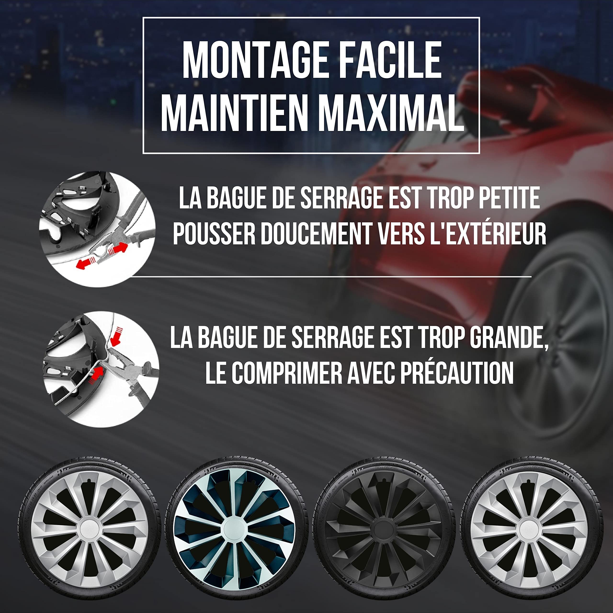 Albrecht 15 Pouces Argent/Noir enjoliveurs pour Jantes en Acier - Fame enjoliveur de Roue en Plastique avec Peinture en Couches - Enjoliveurs dans l'emballage d'origine Albrecht - Fabriqué en UE